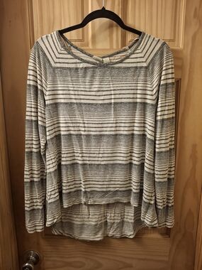Saint Tropez West Striped Long-Sleeve Top - Cream & Gray